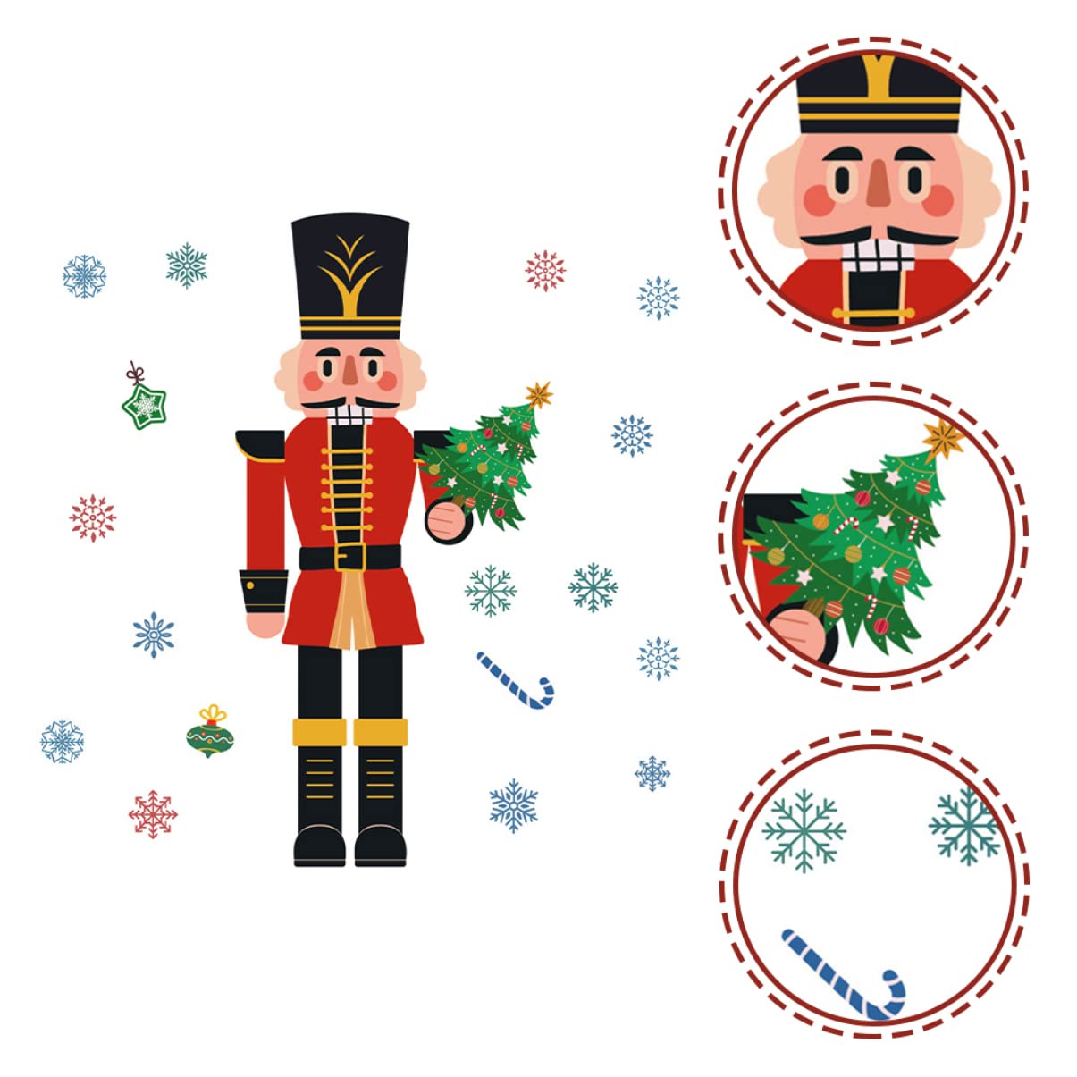 Alipis 4stücke Weihnachtliche Fensterbilder Nutcracker Und Schneeflocken Selbstklebende Und Fensterdekoration Für Festliche Anlässe Für Küche Und Kinderzimmer