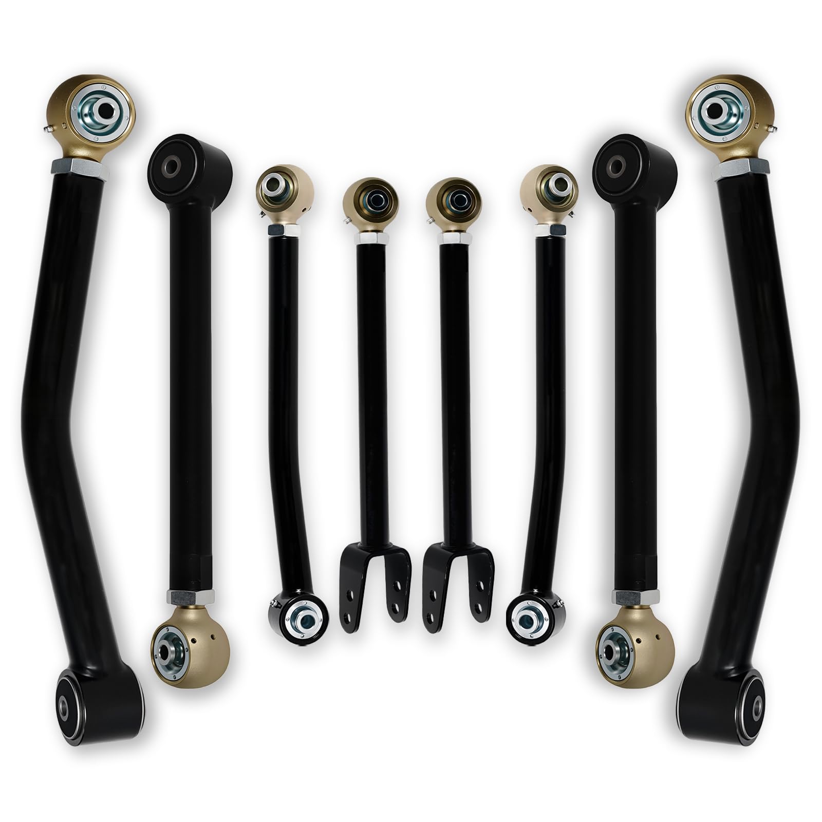 8pcs front rear upper lower control arm fit for jeep 2007 2008 2009 2010 2011 2012 2013 2014 2015 2016 2017 2018 wrangler fz060110 fz060120 fz060130 fz060140