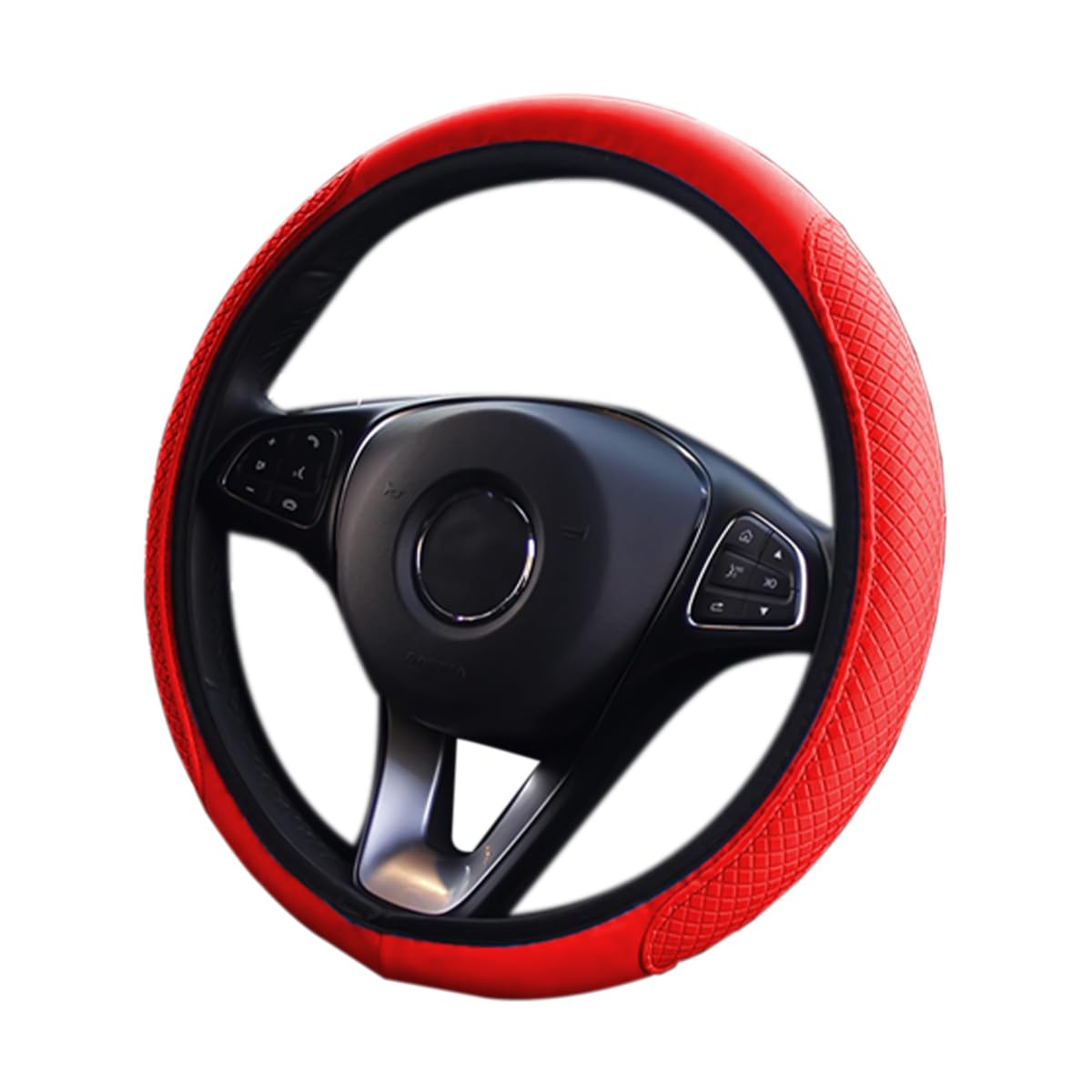 Housse Volant Voiture Cuir Microfibre Noir - Élastique Antidérapante 37-38cm Universelle