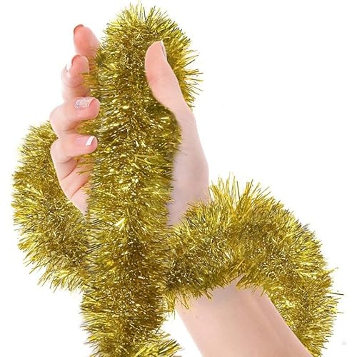 Copeflap キラキラ ガーランド ツリー 飾り モール 全長10m パーティー ティンセルガーランド (金)の商品画像（Amazon）