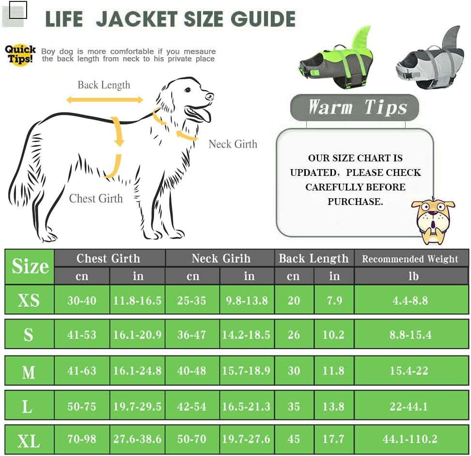 Miniatura 5 de Chaleco salvavidas de tiburón para perro, chaleco salvavidas ajustable para nadar con asa de rescate