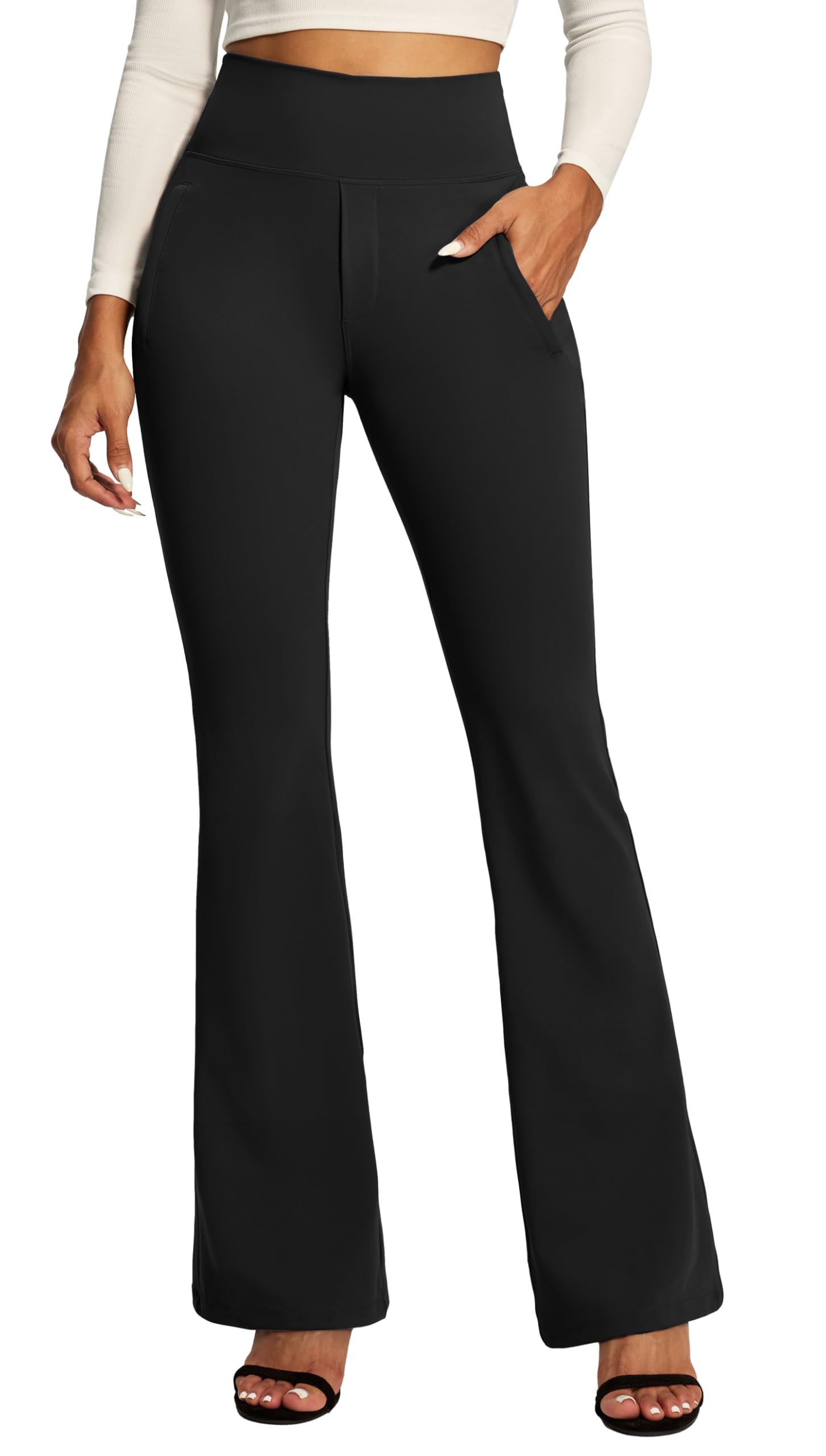 IUGA Stretchy Dress Pants Women High Waist Work Pants Business Casual Bootcut Slacks Pull On Trousers with Zipper