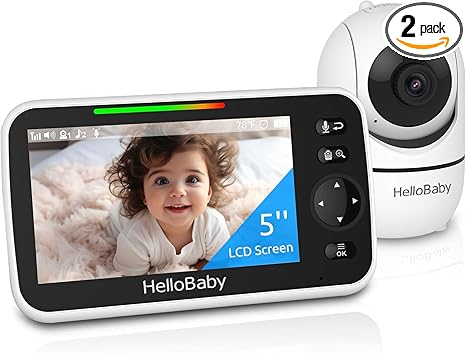 HelloBaby No WiFi Baby Monitor 5" Screen 30H Battery