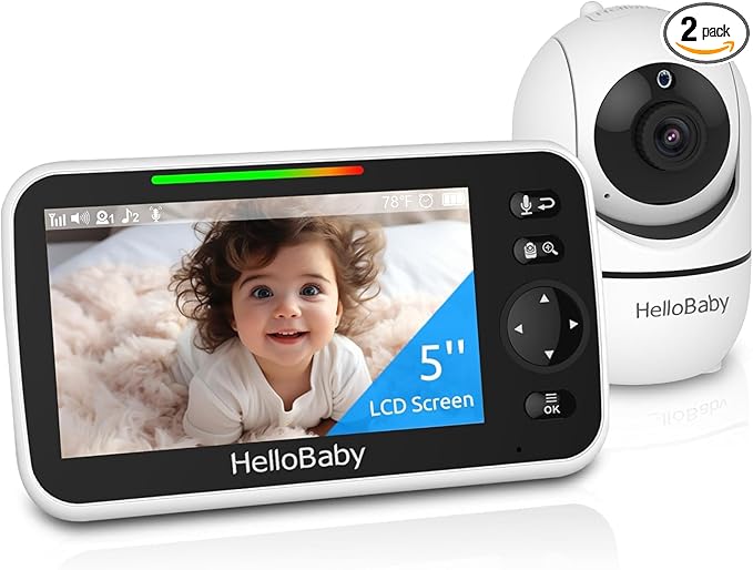 HelloBaby 5" Video Baby Monitor with Remote Pan-Tilt-Zoom