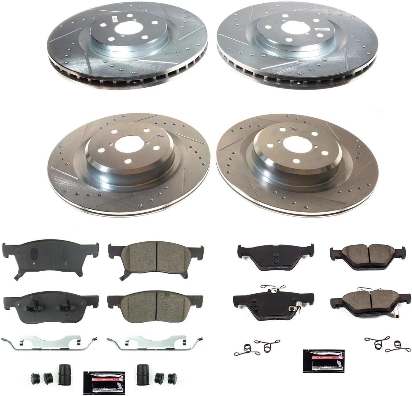 PowerStop Front and Rear Brake Kit For Subaru Ascent 2019-20 - Drilled and Slotted Disc Rotors with Ceramic Brake Pads Replacement, K8518