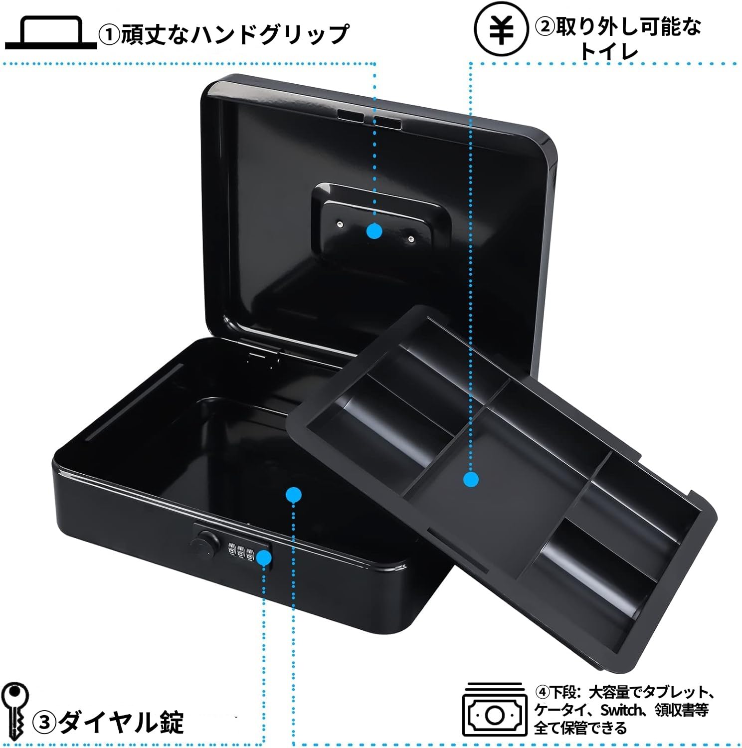 Amazon.co.jp: Beemyi手提げ金庫 ダイヤル付 キャッシュメイトA5サイズ