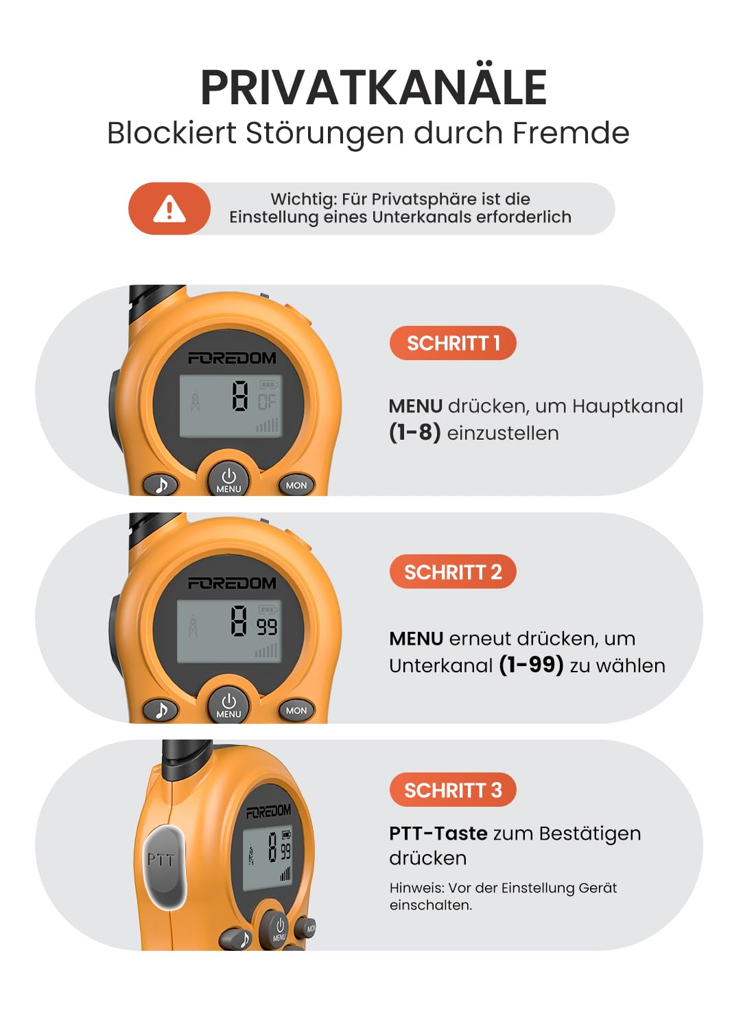 FOREDOM Wiederaufladbare Walkie Talkies für Kinder Walkie Talkies Funkgeräte Set Spielzeug für Jungen & Mädchen 3-12 Jahre, Abenteuer, Camping, Wandern – 3er Set