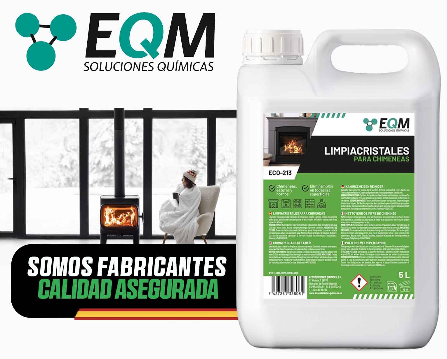 EQM - ECO-213 - Limpiacristales para Chimeneas, Estufas y Hornos - 5L - Limpia las manchas de humo y vaho de los cristales - Elimina hollín, limpia ladrillos y otras superficies expuestas al fuego — view 6