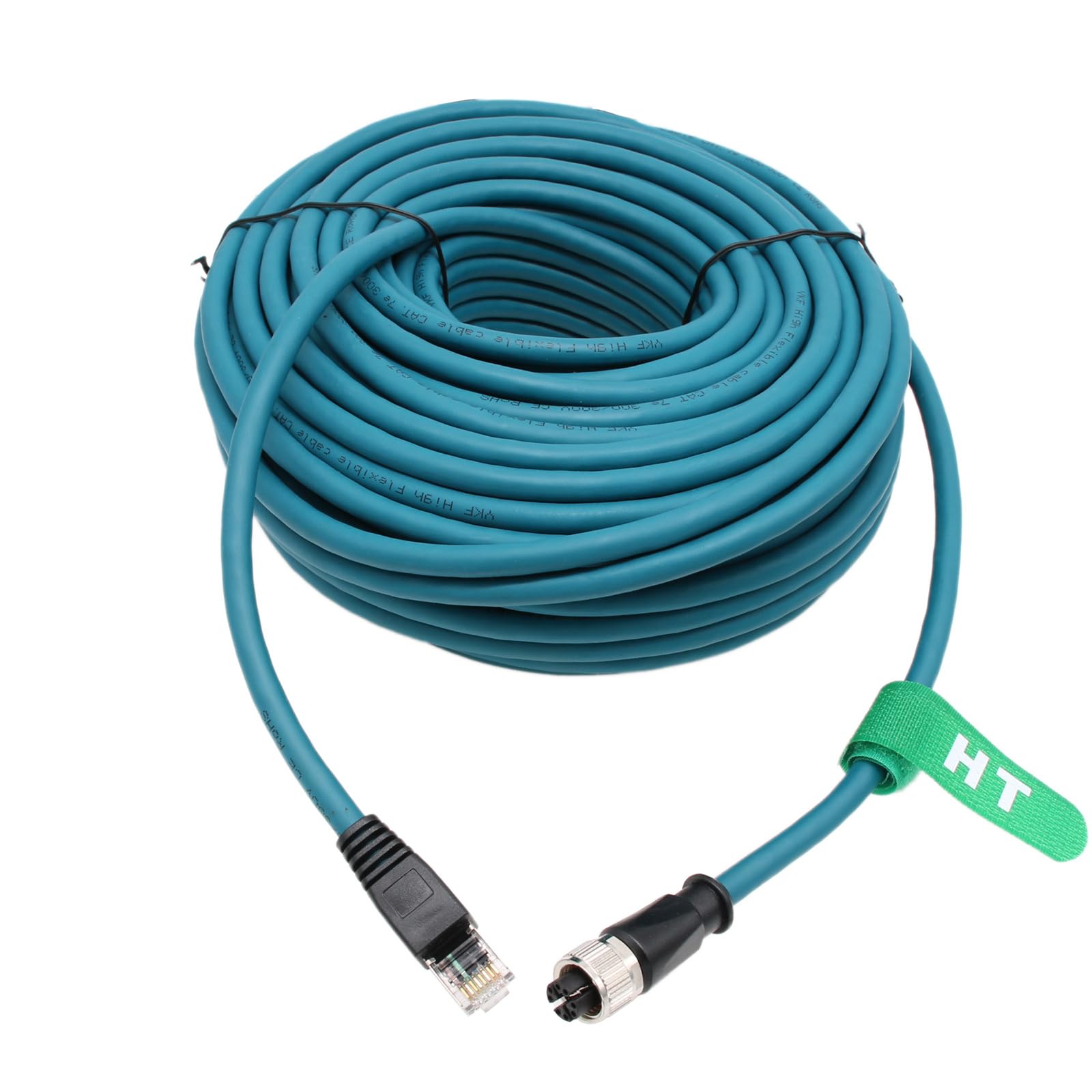 HangTon Câble réseau Ethernet M12 à code X 8 broches femelle vers RJ45 Cat7e Cordon de raccordement pour actionneur d'automatisation industrielle Cognex Commutateurs réseau Profibus 30 m