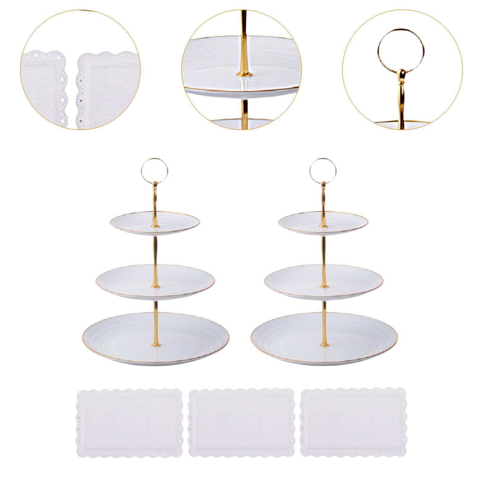 MagiDeal 2 Soportes para Cupcakes 3 Niveles, Soportes Servicio escalonados con 3 bandejas Blancas, Mesa Decorativos, estantes exhibición para, Style a