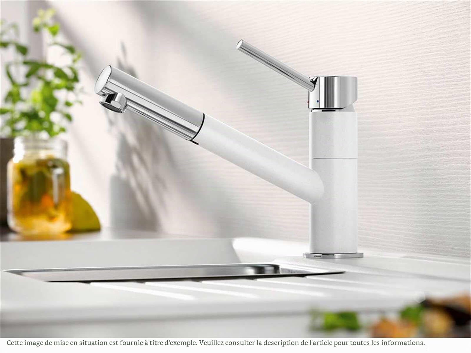 BLANCO KANO-S – 525038 – Mitigeur Bicolore pour La Cuisine – avec Bec Extractible – Chrome / Gris