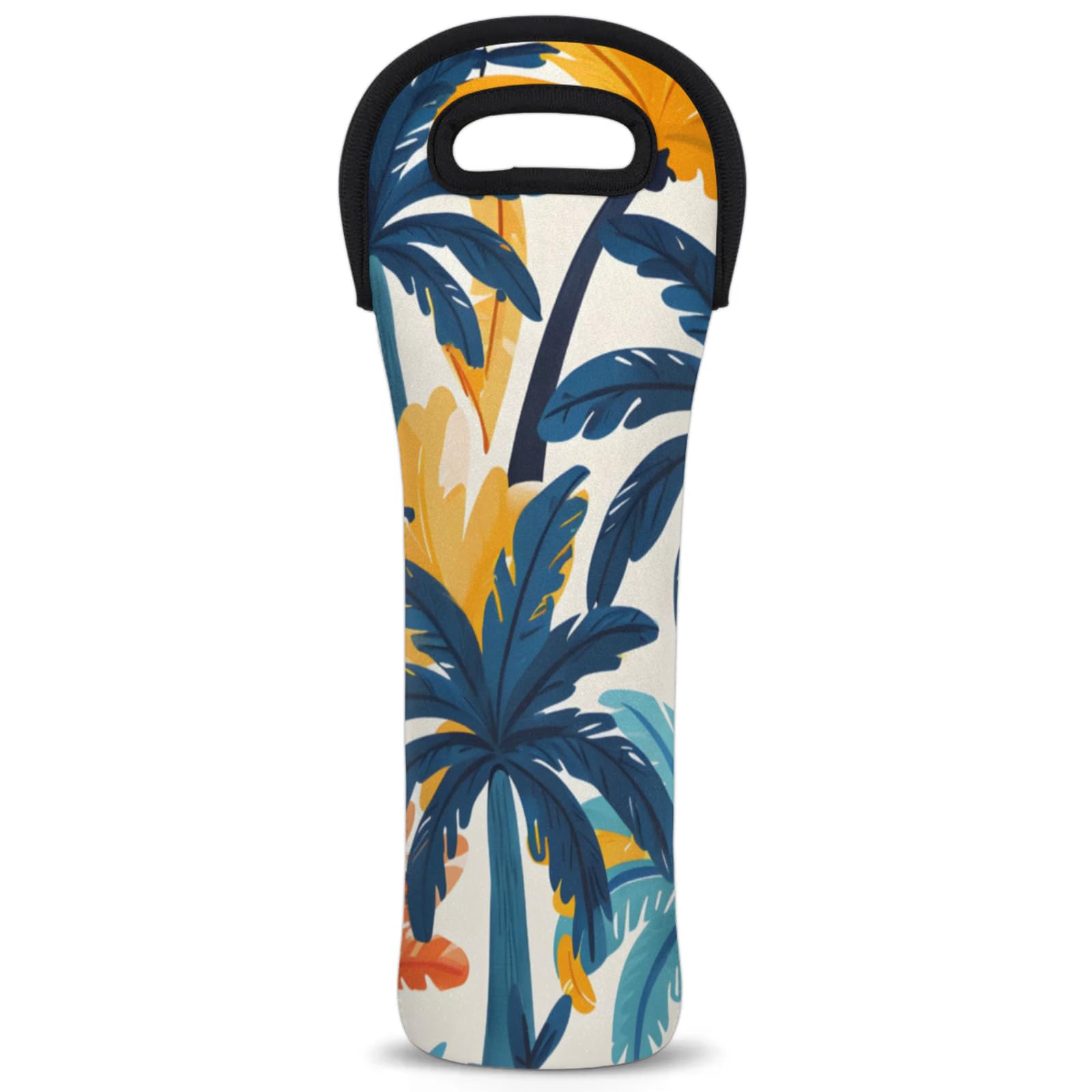 Neoprene Wine Tote Carrier Bag for Wine,Water, Champagne, Beer, Baby Bottles 15.6 x 5.1 Inches, Protective Wine Bag,Coconut Tree