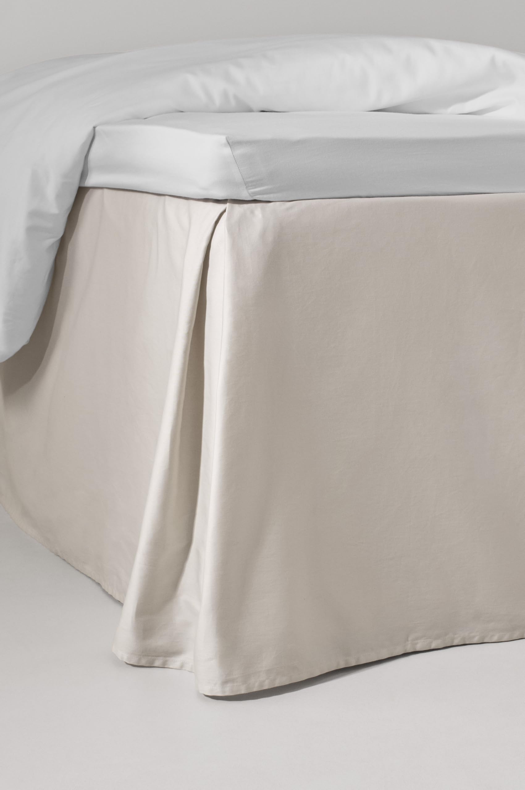 Jotex Zack Satin Volant Betthusse Bettrock 100% Bio-Baumwolle Höhe 60 cm Beige 140 x 200 cm