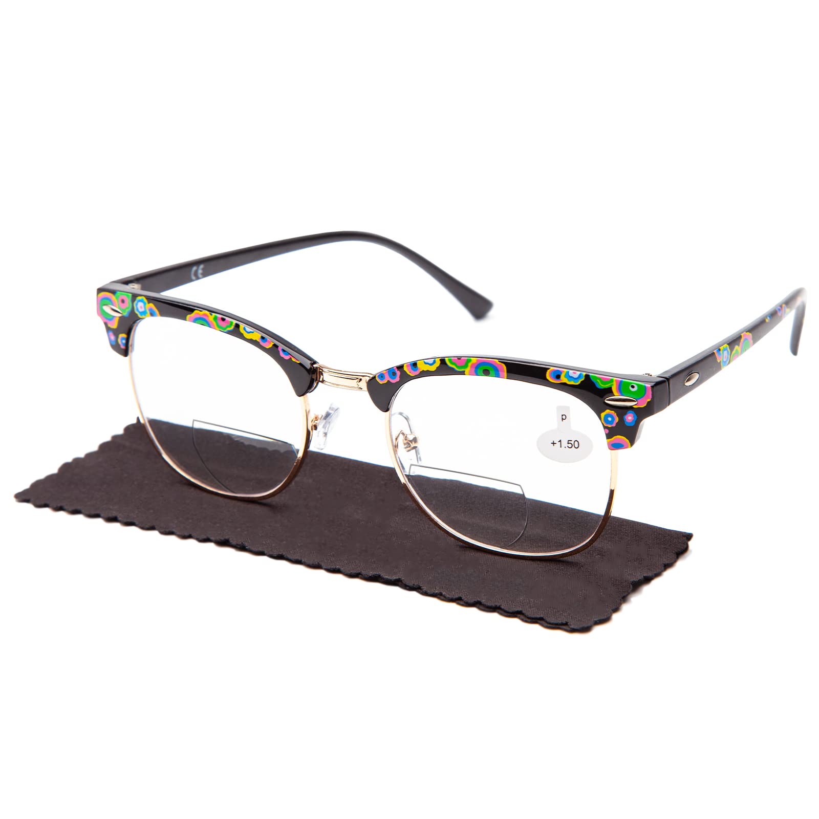 Amorays Bifocal Reading Sunglasses for Women Men, Classic Sun Reader Glasses,Clear Top Stylish Eyeglass UV Protection Outdoor