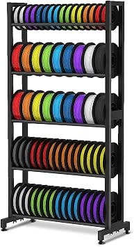 3D Printer Filament Storage Rack  Heavy Duty Large Capacity 5 Tier All Metal Organizer  For Commercial and Professional 3D Printed Spool Organizer Shelf