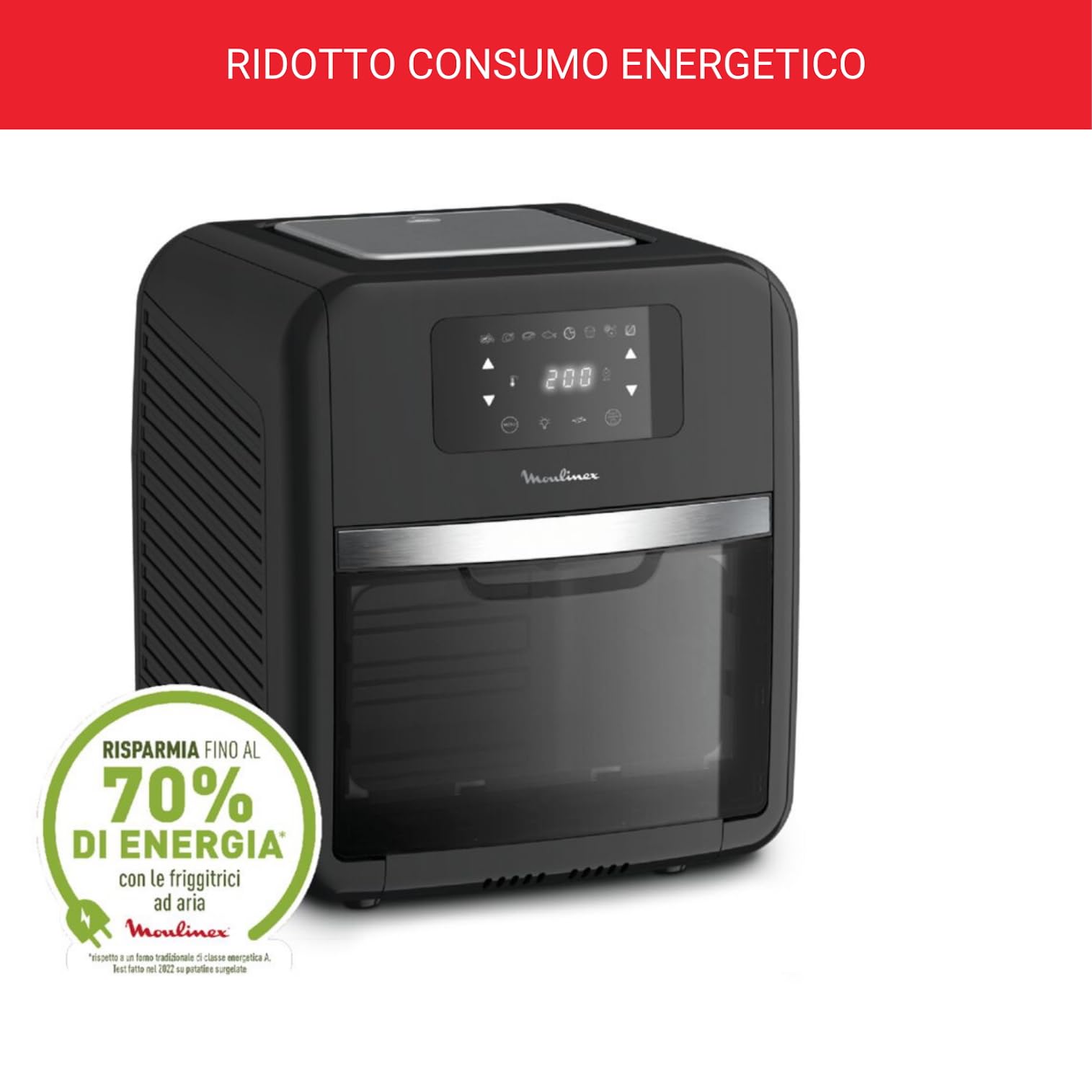 Moulinex Friggitrice ad Aria Calda, Fornetto Elettrico, 11 Litri, Easy Fry Oven & Grill,2000W, Friggitrice Senza Olio, 9 Funzioni, 8 Programmi Automatici,Capacità 6 Persone, 7 Accessori Inclusi AL5018