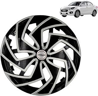Prigan Wheel Cover for Maruti DZIRE (All VARIANTS) 14 Inch Black Silver Wheel Cap (Available in 13,14 Inch) (Set of 4 Pcs) (Press Fitting) Model- Spider BS-14