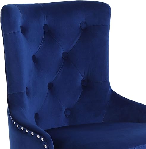 Miniatura 10 de asunflower Juego de 4 taburetes de bar de altura de mostrador con respaldo de terciopelo azul, sillas de bar ajustables, taburetes de bar giratorios