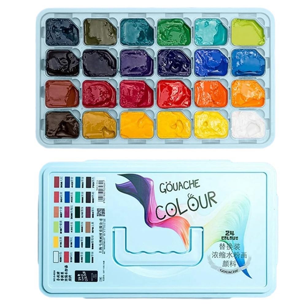 Art Débutant Gel Gouache Peinture Ensemble 24colors 30 Ml Peinture Concentrée Packs Réutilisables de Remplacement Gouaches Recharge