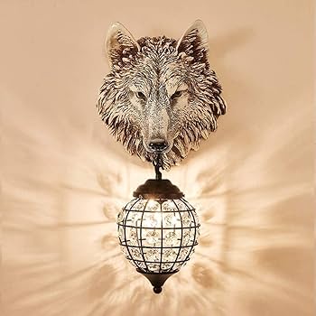 ウォールランプ 狼 アニマルヘッドオブジェ ライト S920c1e1ea8034053a6d64690134fb
