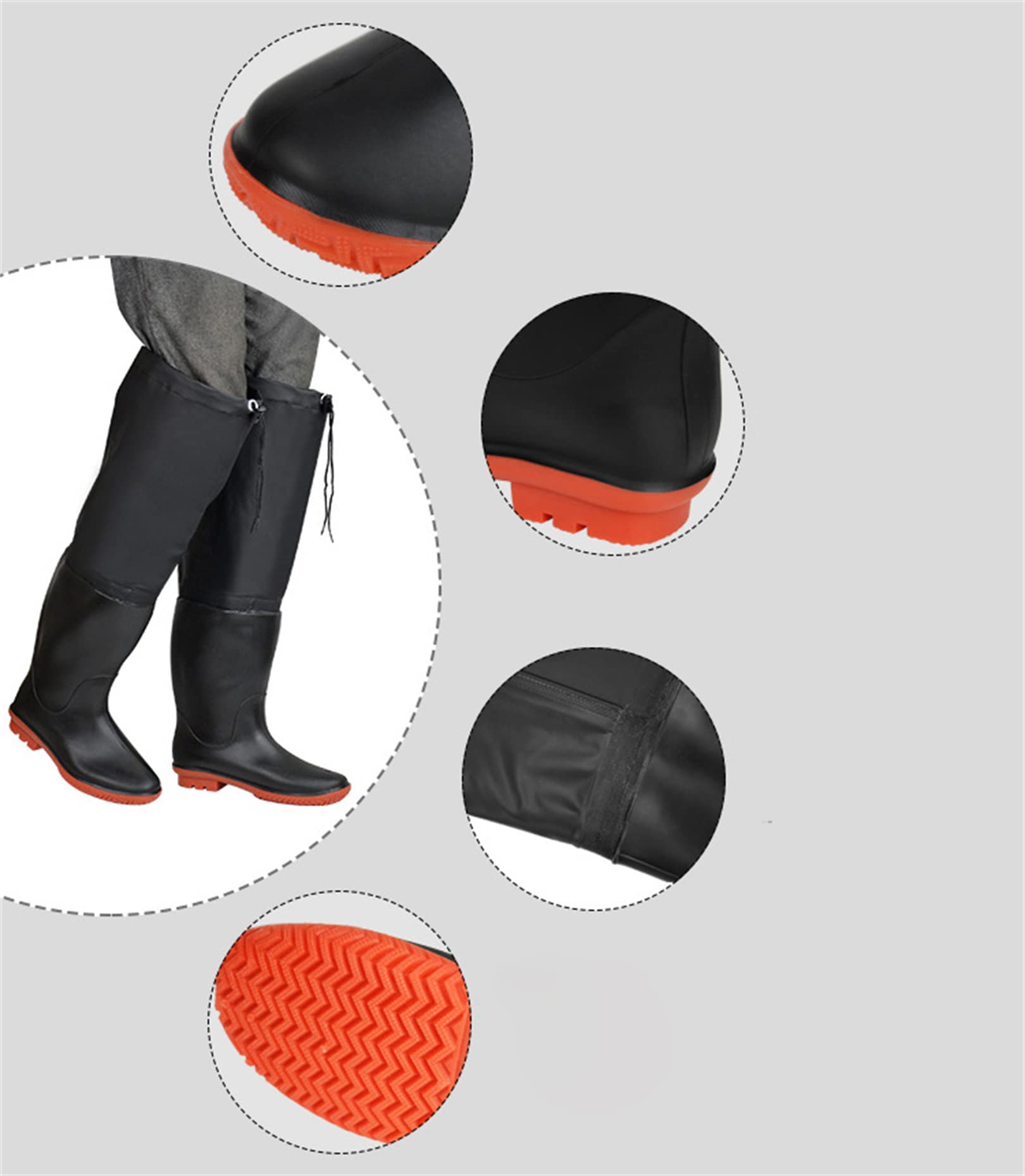Inverno Uomo Pile Trampolieri Impermeabili Pantaloni da Laghetto da Pesca Multiuso Stivali Pioggia in Gomma Trampolieri da Pesca Stivali Caccia Ginocchiere Trampolieri Antiscivolo