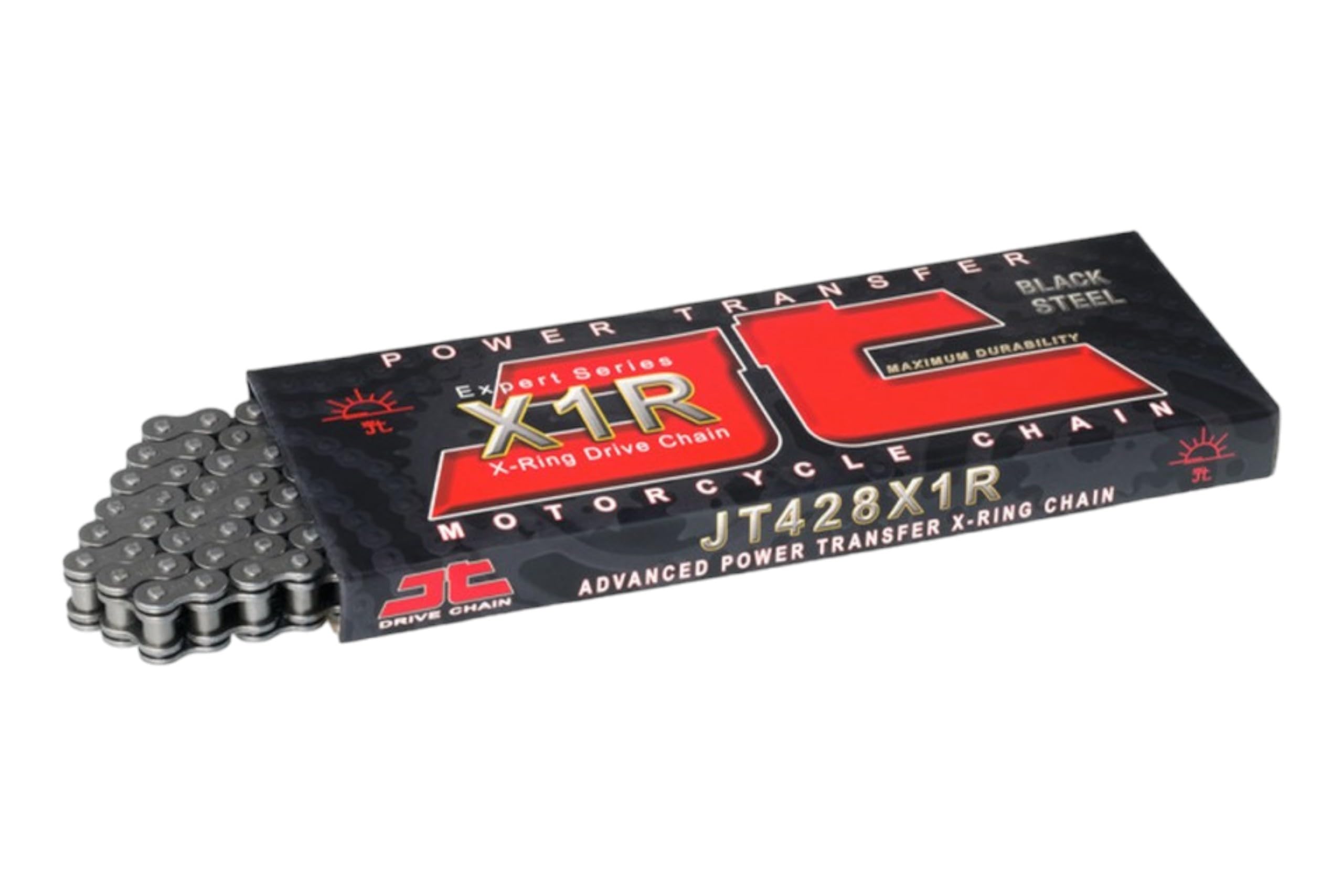 JT - Catena 428 X1R, 142 denti (X-ring), aperta con chiusura a Clip