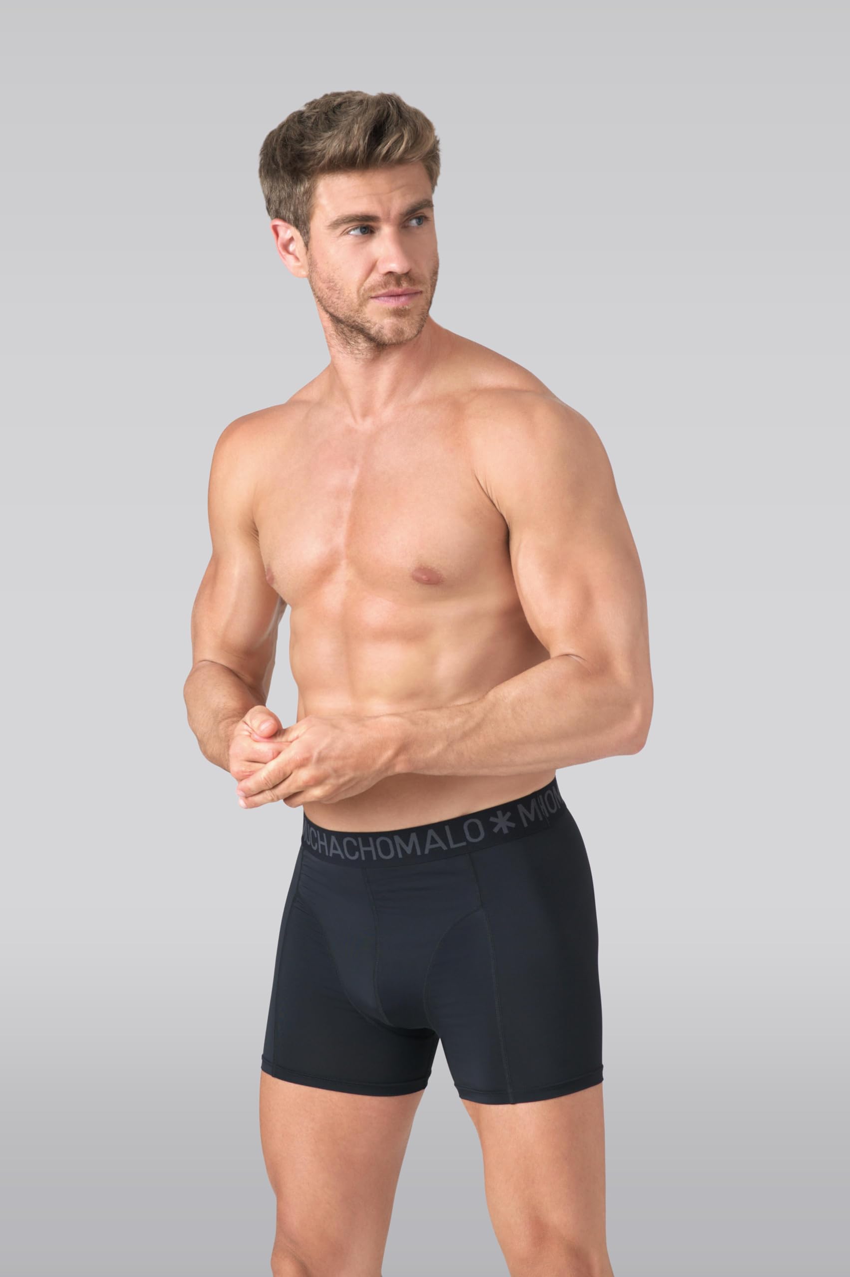 Muchachomalo Uomo Boxer 3-Pack, Tinta Unita, Microfibra, Fascia Elastica