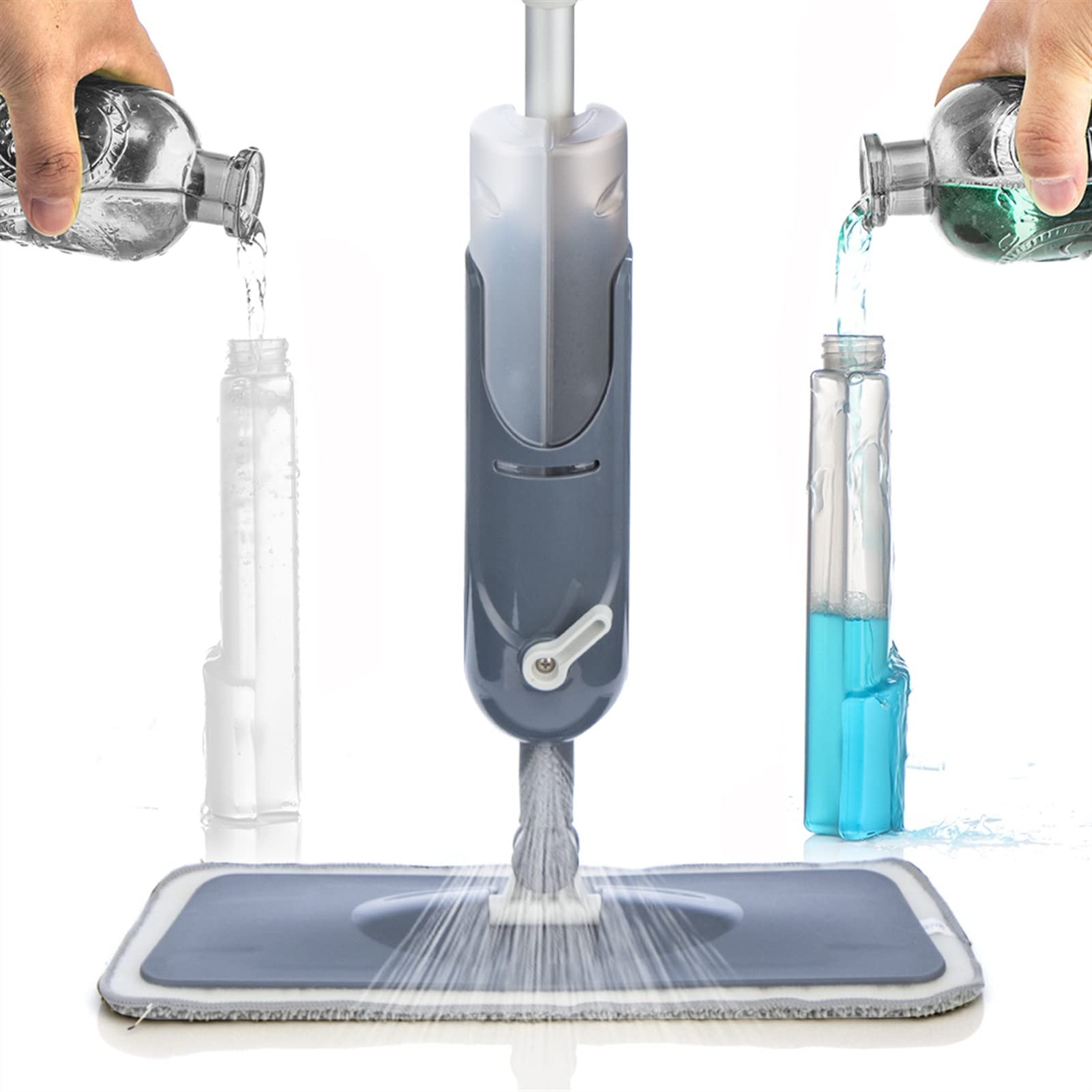 fregar Spray FRUEBA for LIMPIEZA for EL PISO CON LAS PADRES LÁFICADAS DE 3 UNIDOS MÁQUINA DE MICROFIBRAS DE DIRECTO HOJA CON 410 ml Botella recargable for el piso de la cocina del hogar Azulejos de c