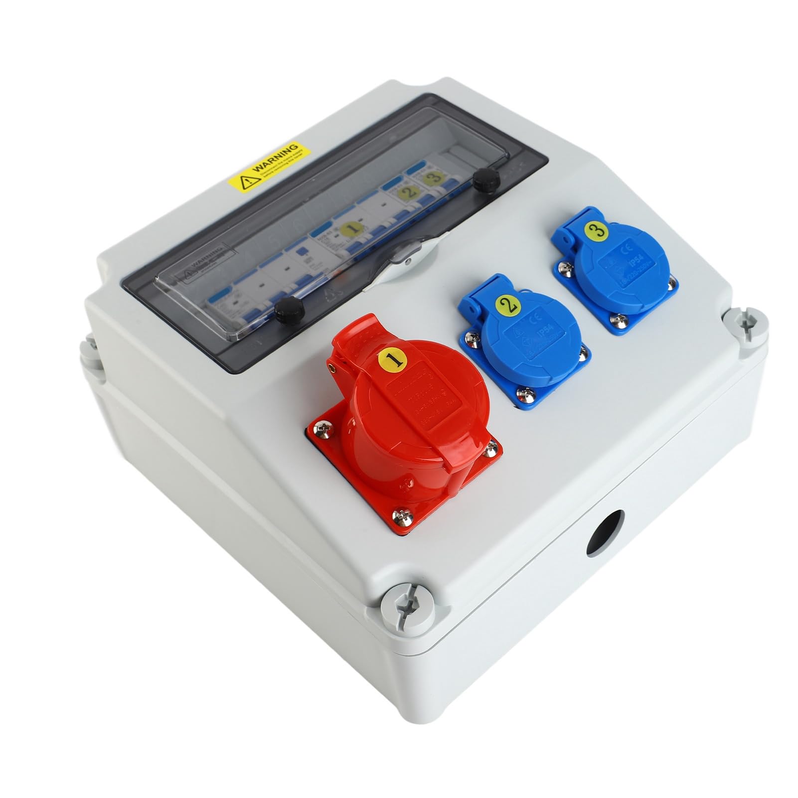 Aramox Caja de Enchufes Industriales Caja de Distribución Eléctrica ABS de 2 Núcleos de 220 A 250 V y 5 Núcleos de 380 A 415 V 16 A con Disyuntor para Uso Industrial en Exteriores