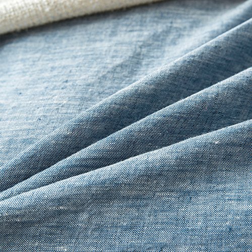 Lausonhouse Linen Sheet Set,Luxurious 100% Pure French Linen Sheet Set, Deep Pocket,4 Pieces Bedding Set - King Chambray Blue