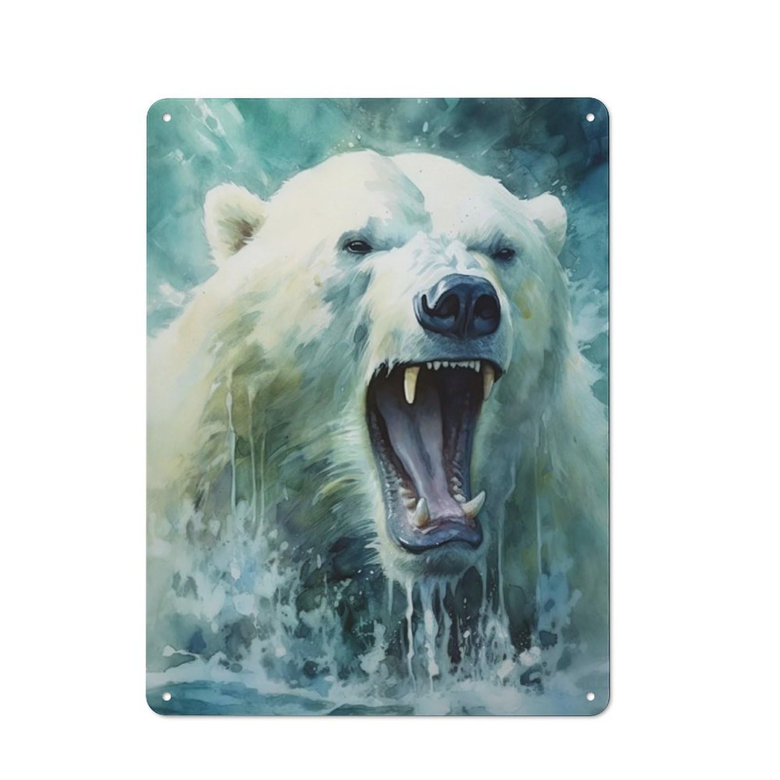 Junmoney Polar Bear Watercolor Retro Tin Wall Plaque 40X30cm For Man Cave Or Games Room, For Games Room Collectors