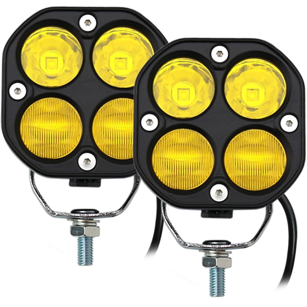STDYSUN LED Combo Yellow Ditch Lights Pod Lights Driving Fog Lights 2Pcs 3Inch 40W Waterproof Offroad Driving Lights Work Auxiliary Lights Fit for Auto Car Truck ATV UTV Boat Golf Motorcycle