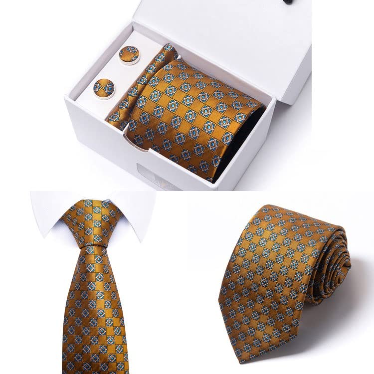 Set corbata geométrica de seda para hombre miniatura 3