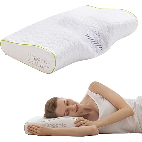 Vaverto Orthopedic Cervical Pillow for Side Sleeping- Adjustable Contour for Neck & Pain Relief, Ideal for Side, Back & Stomach Sleepers, Odorless Memory Foam, Organic Cotton Cover - Queen Size