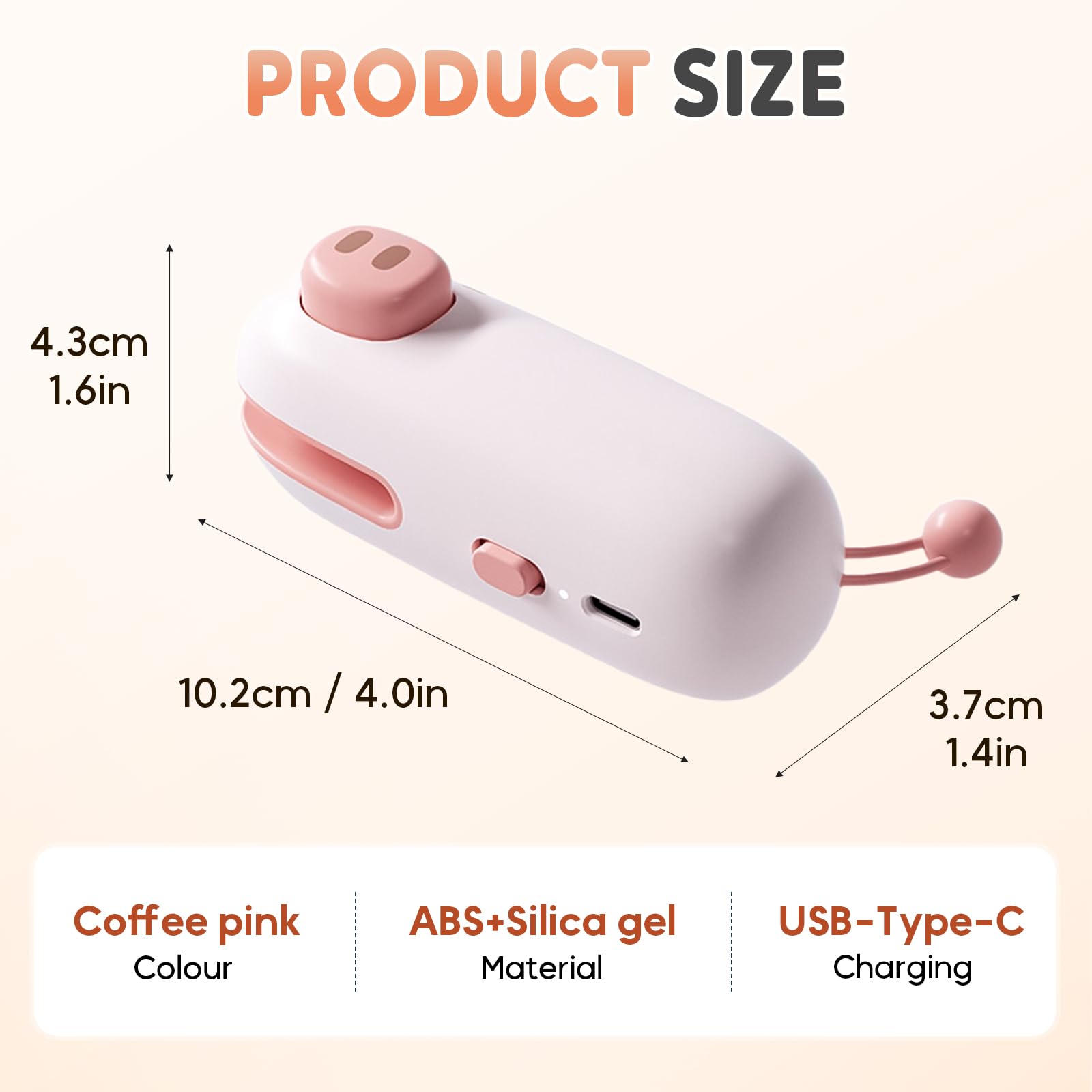 3-IN-1 Mini Bag Sealer, 2025 Upgraded Sealing Magnet Heat Machine, Portable Handheld Vacuum Sealer with Attached hook, Rechargeable USB-C for Household Storage Chip Food Plastic Bags Snack (1, Brown)