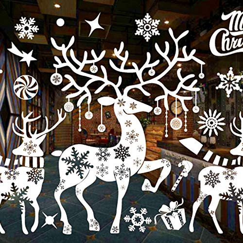 WELLXUNK® Pegatinas Ventanas Navidad, Decoracion Navidad Pegatinas, Pegatina Calcomanía de Ventana, Pegatinas de Navidad Adornos, Pegatinas Ventana de Cristal, Copo Nieve Estática Pegatina (JC-A57)