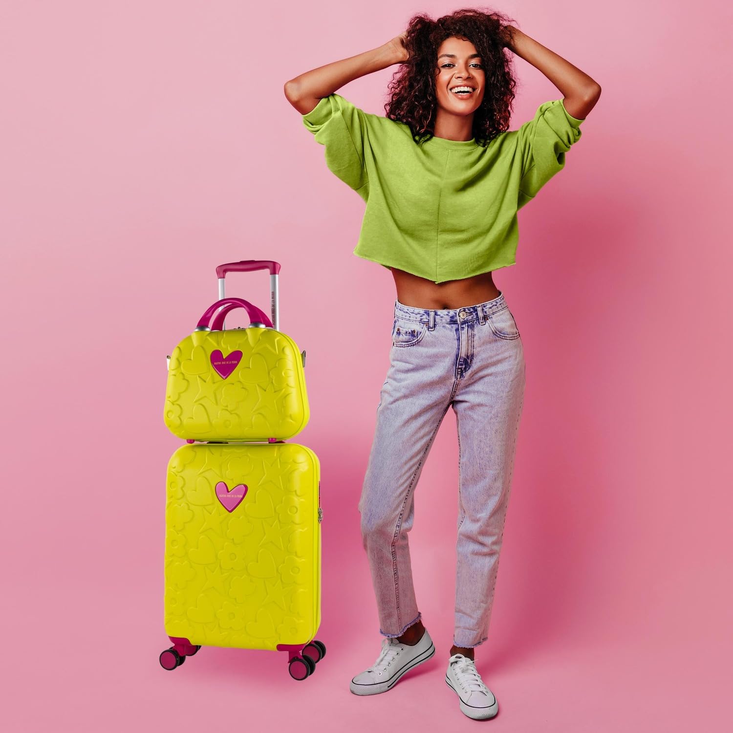 Agatha Ruiz de la Prada - Maletas De Viaje Cabina 55x40x20 Equipaje De Mano Avion Trolley Cabina Duradero Ligero Ruedas Silenciosas con Neceser. Candado de Combinacion TSA, Pistacho