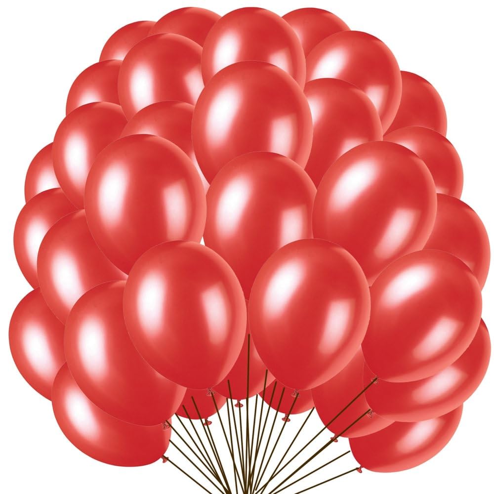 Unique Flame Red Premium Latex Balloons (30Cm) Pack Of 50 - Vibrant Party Decorations For Birthdays, Weddings, And Events