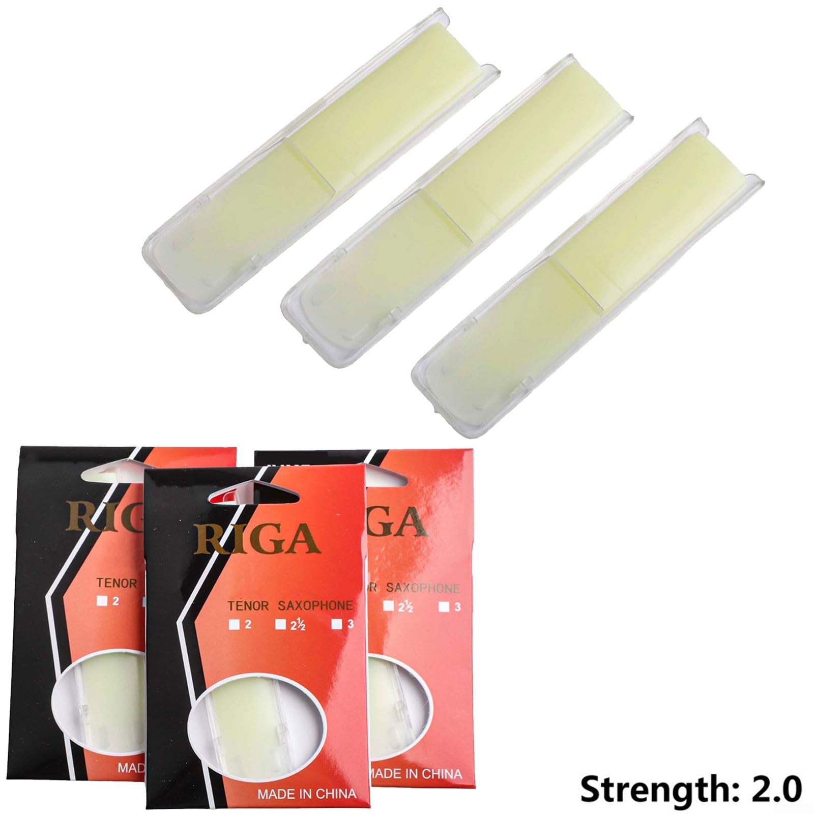 Stroiki do saksofonu tenorowego premium, 3 sztuki, wykonane z żywicy, dostępne w różnych mocach (siła 2.0)