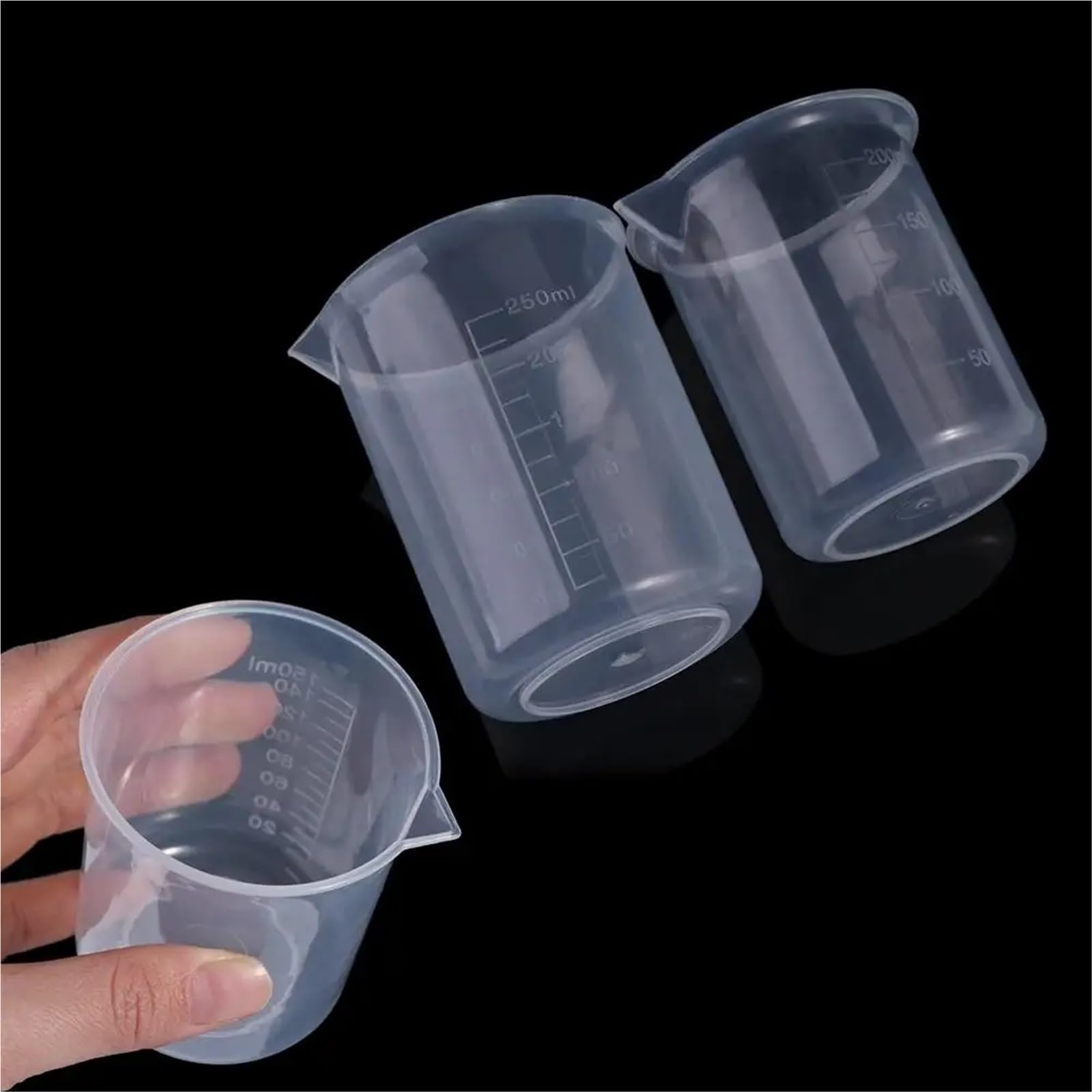 10PC Plastic Stackable Thickened for Kitchen Laboratory Test Beaker Mixing Cups Measuring Cup Graduated Cylinder Para Cocina Laboratorio(500ml)