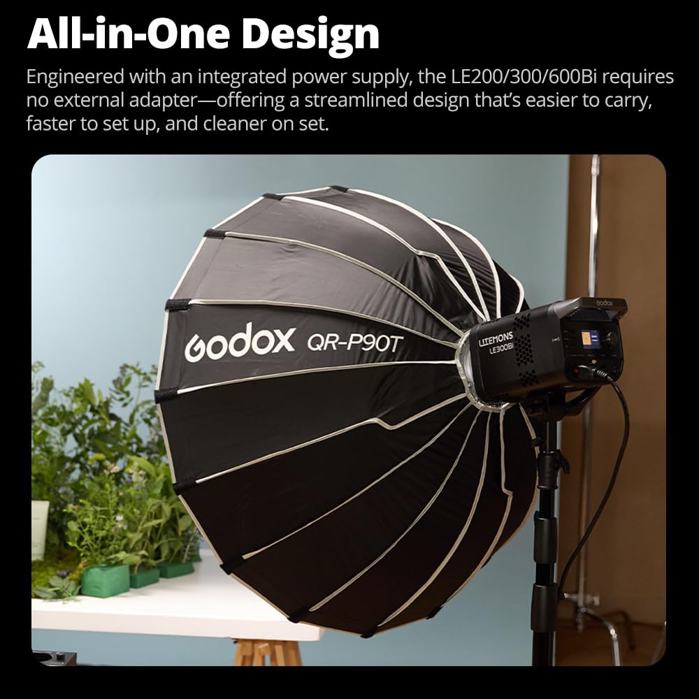 Godox LE600Bi lampa LED 620 W Bowens Mount LED ciągłe światło wyjściowe, 2800K ~ 6500 K, CRI/TLCI 98,11 tryb FX, światło studyjne do nagrywania wideo na żywo (LE600Bi (białe)