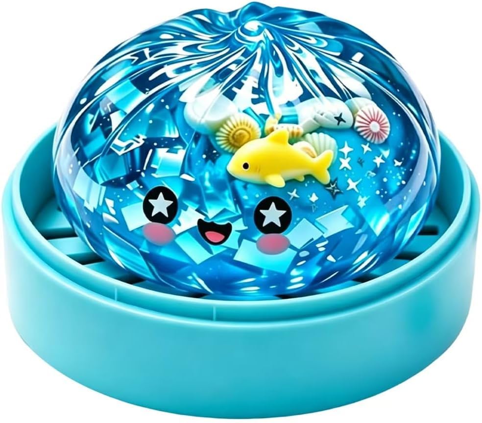 Transparent Ocean Animal & Shells Squeeze Dumplings, Realistic Simulation Squishy with Shimmer Filler, Cute Sensory Ornament with Hidden Interior Decoration for Relaxation & Gift