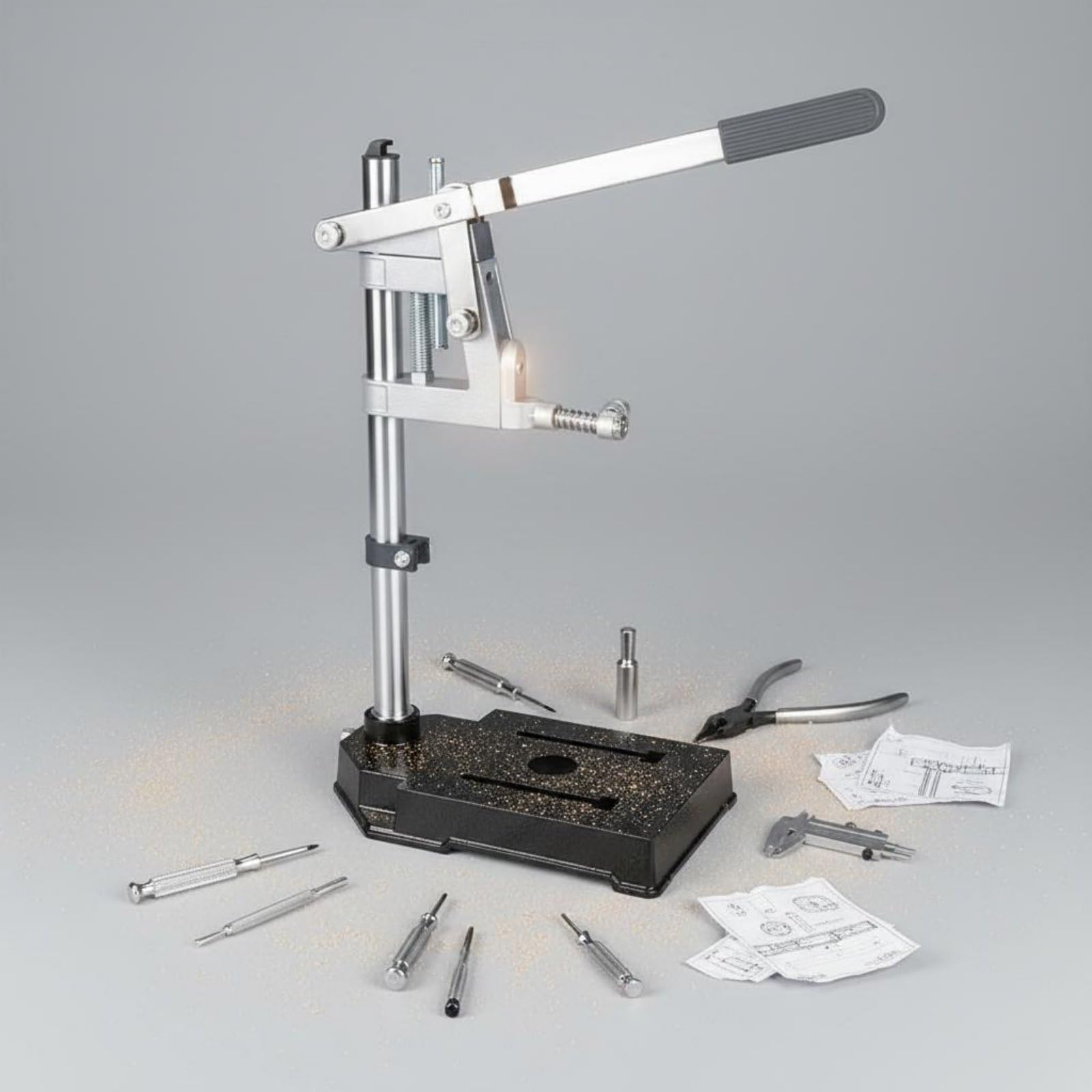 Baoblaze Supporto Trapano Colonna Trapano Trapano, Modello Aggiornato, Grande Calibro, Rotazione A 360°, Base In Lega Di Alluminio
