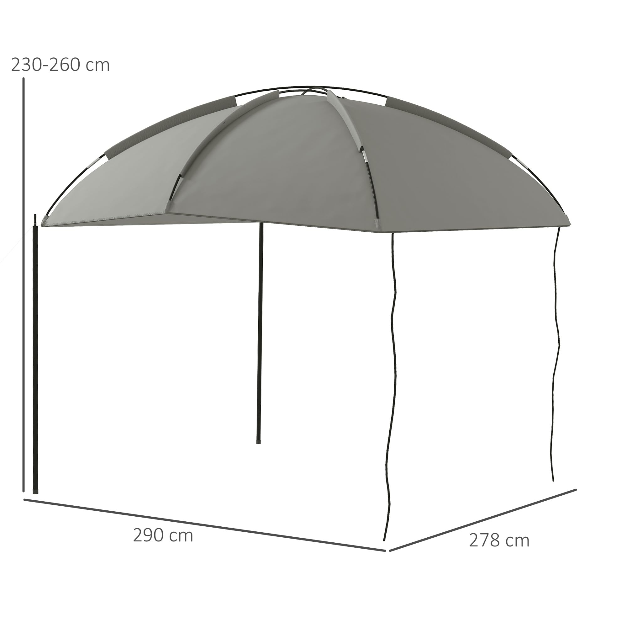 Outsunny Tente de Voiture Camping auvent pour hayon de Voiture abri Solaire auvent réglables en dôme Acier Polyester Haute densité 190T résistante aux UV Sac de Transport Inclus Gris