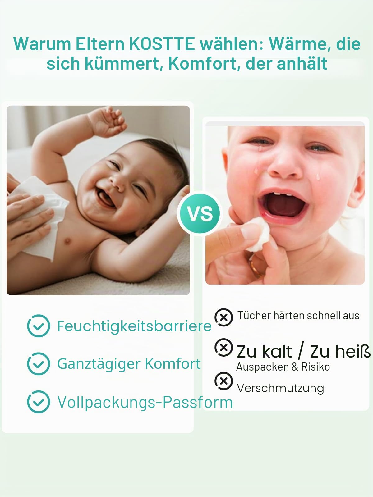 Baby Feuchttücherwärmer, größere Kapazität, Wischtuchspender, gleichmäßige Erwärmung Windel-Wischerwärmer mit Nachtlicht, Ein-/Ausschalter, Weiß
