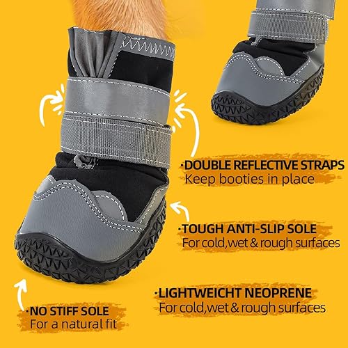 Miniatura 5 de Zapatos para perros grandes, botas de perro medianas y protectores de patas para suelos de madera dura, botines para perros al aire libre para