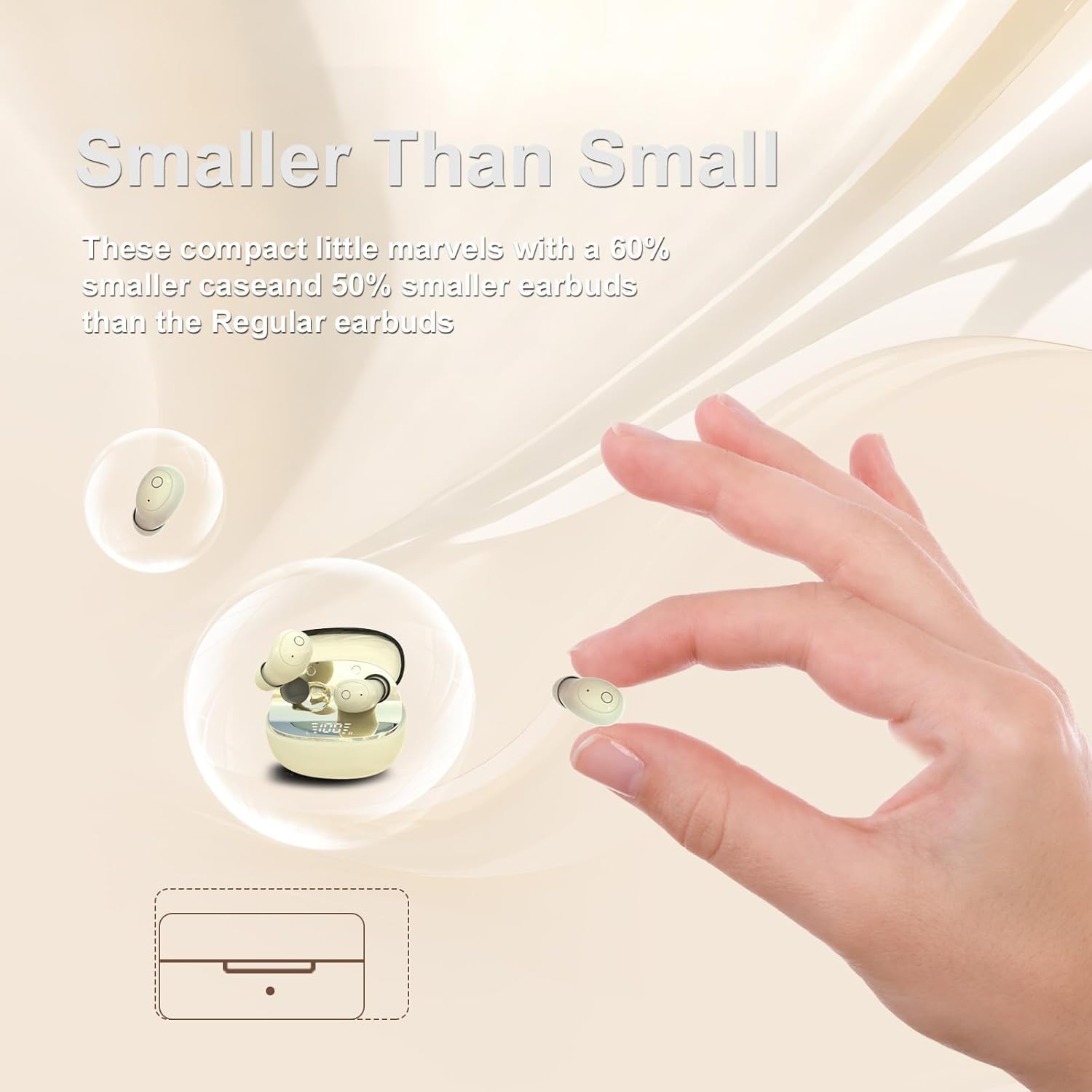 Xmenha Invisible Small Mini Earbuds Sleep Wireless Bluetooth for Small Ears Tiny Discreet Low Profile Hidden Earbuds for Work Sleep Ear Buds Invisible Headphones Skin Tone