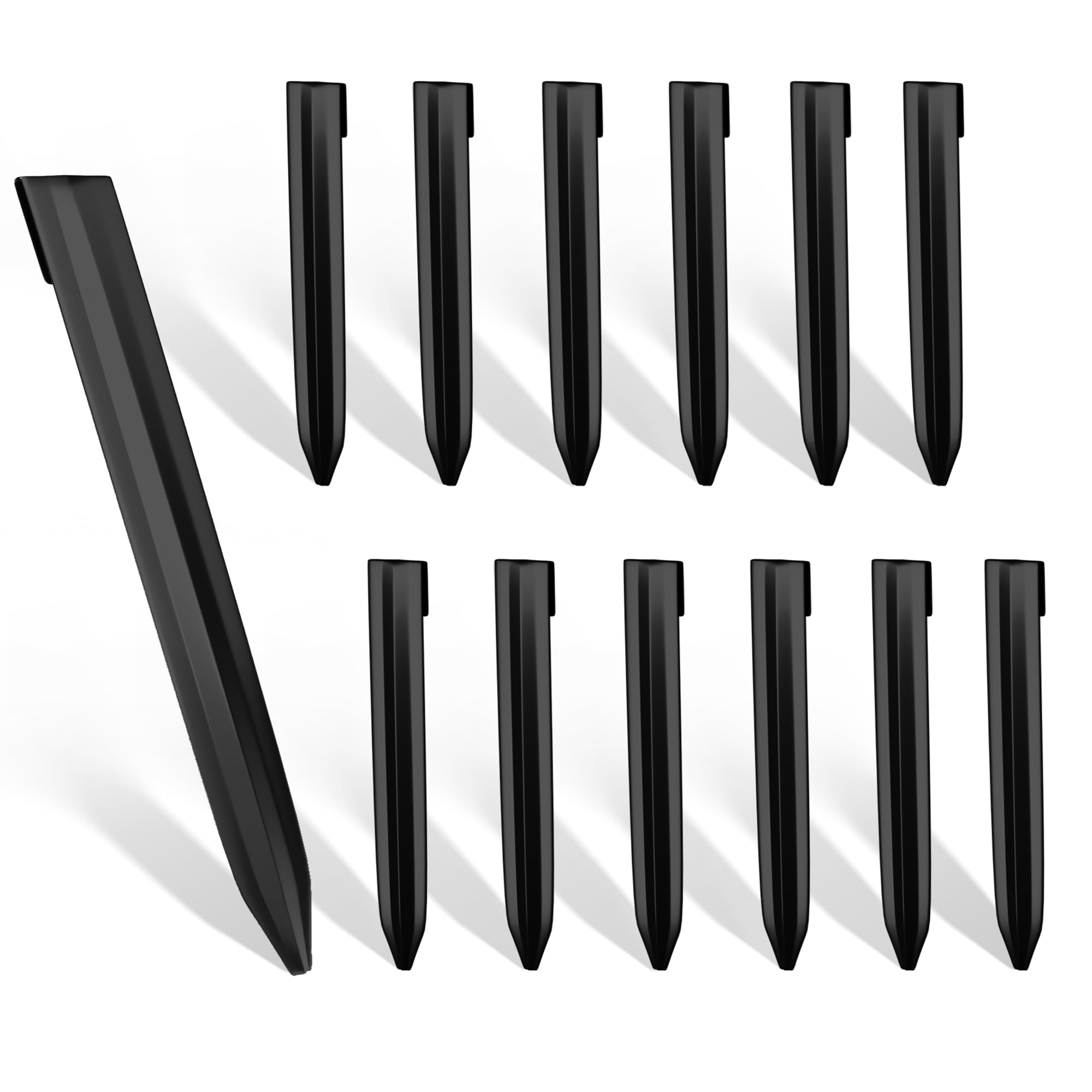 Piquets de bordure en métal noir de 20,3 cm pour fixation stable