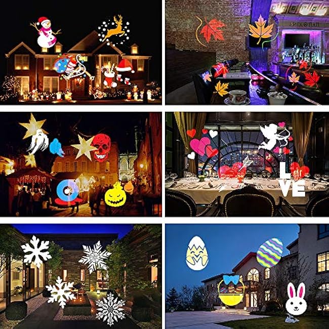 Elec3 Halloween Projector Lights Outdoor, 16 Patterns Christmas Projector Lights Waterproof Indoor Outdoor Holiday Light with Remote Control for House Party Home Christmas Decor