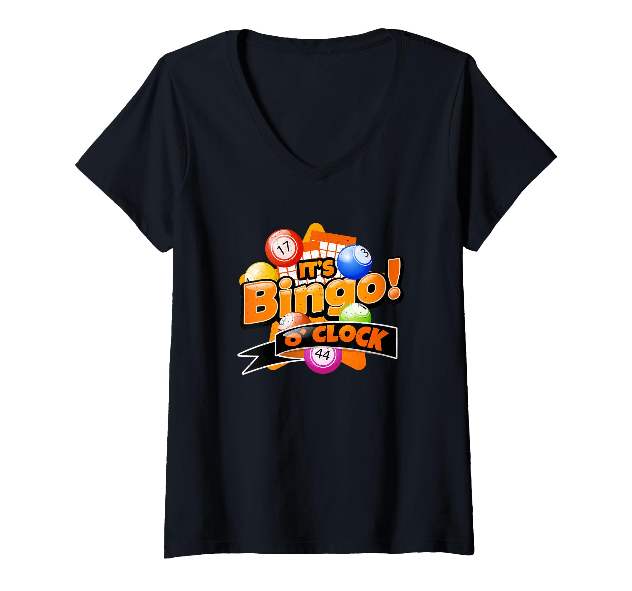 Womens Its Bingo OClock Funny Game Caller Lover Bingo Player V-Neck T-Shirt